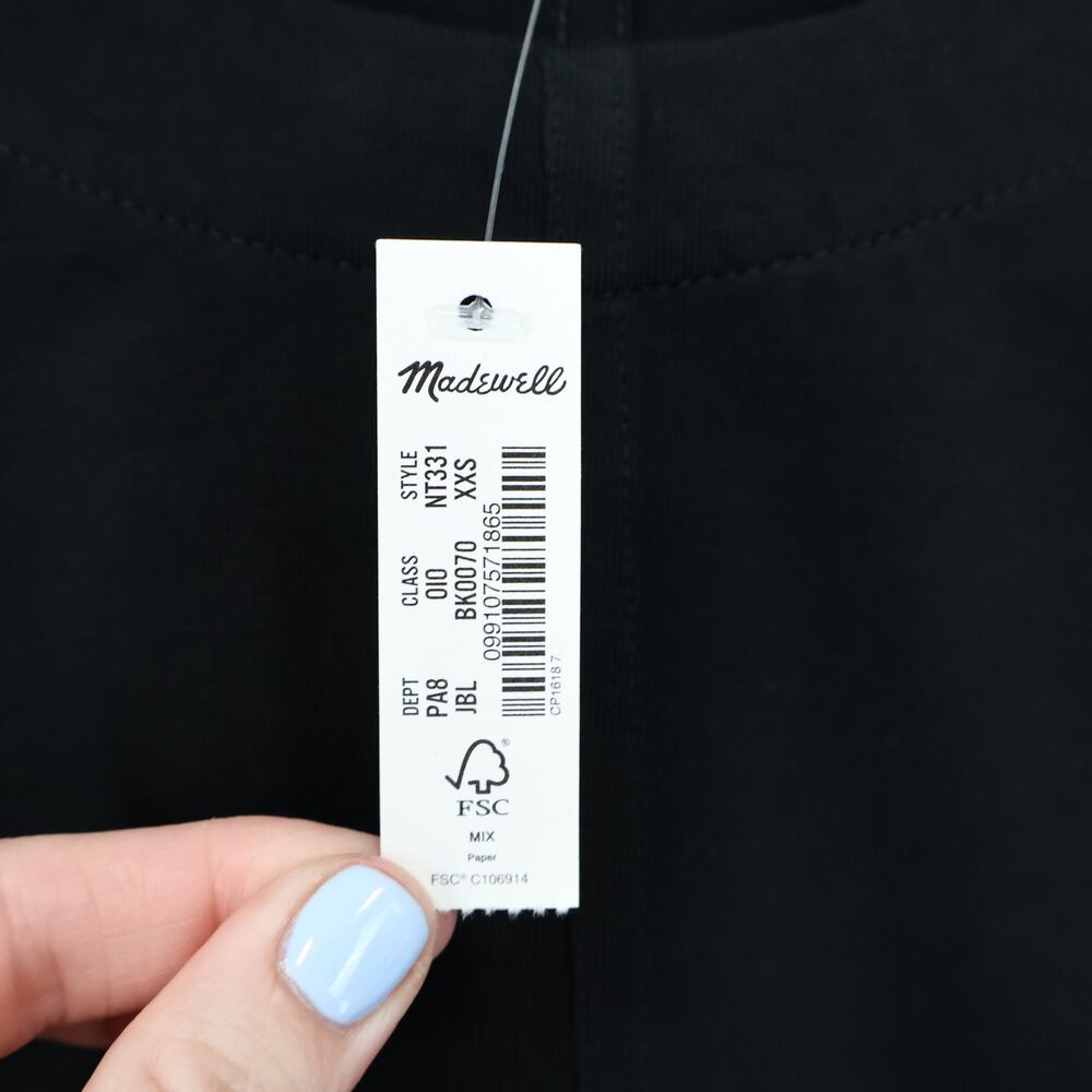 Madewell Puff Sleeve Tee Jet Black Size XXS NWT - Picture 5 of 7
